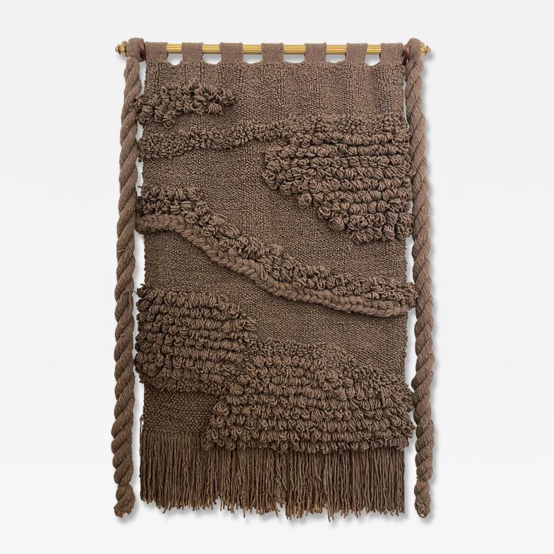 Huge Hand Woven Wool Wall Tapestry in Chocolate Charcoal Tone