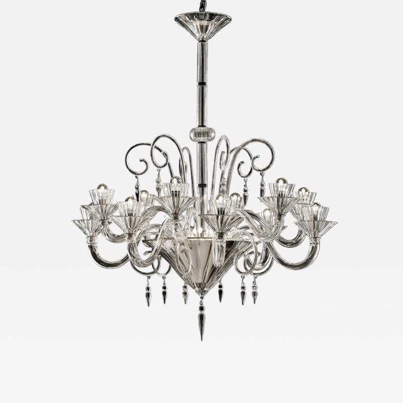 Huge Imperial Trasparent Rigadin Murano Glass Chandelier