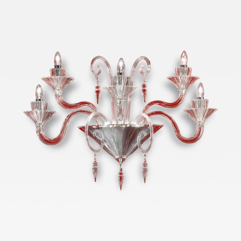 Huge Imperial Trasparent Rigadin Murano Glass Wall Sconce