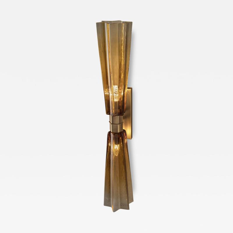 Huge Italian Lively Amber Murano Glass Wall Sconce