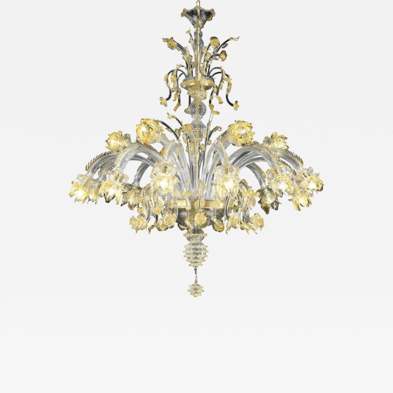 Huge Luxury Italian Chandelier With Flowers and Leaves Murano Glass