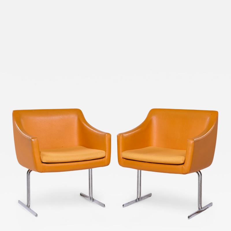 Hugh Acton Hugh Acton for Vecta Mid Century Chrome Lounge Chairs Pair