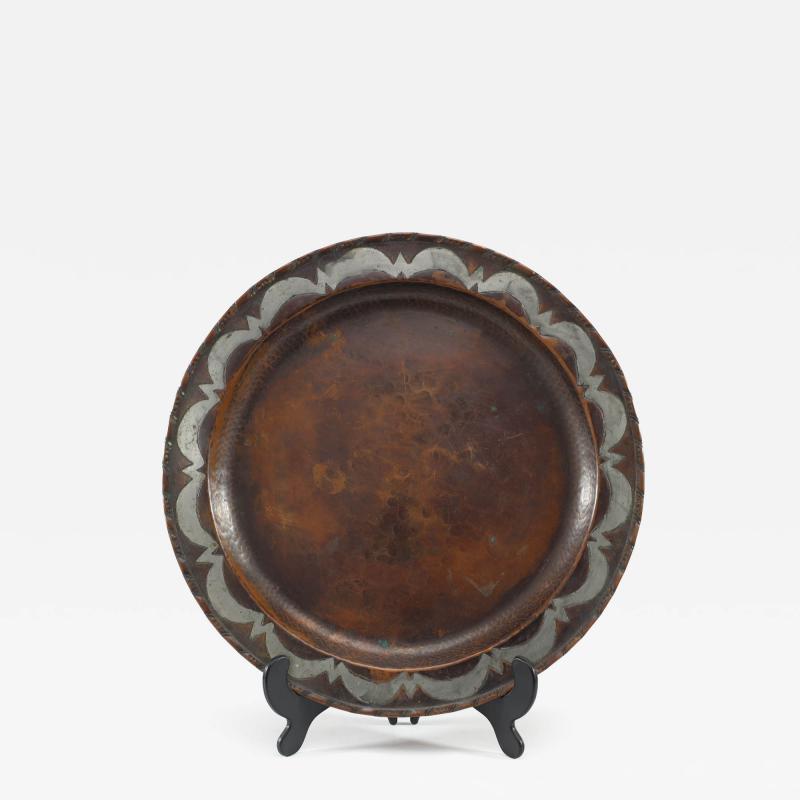 Hugh Wallis Hugh Wallis An Arts Crafts Hand Formed Round Copper Plate