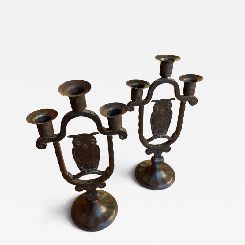 Hugo Berger Pair of Art and Craft candle holders by Goberg