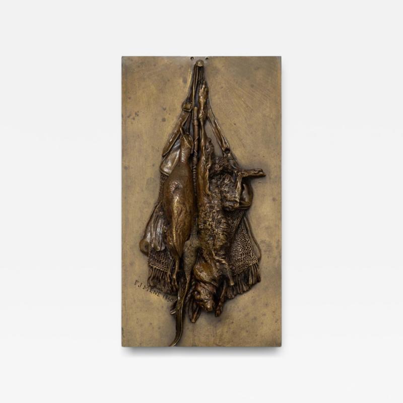 Hunt Plaque of Hare Pheasant 1850 Pierre Jules Mene