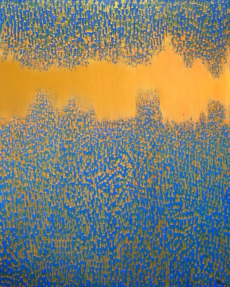 Hyunae Kang Hyun Ae Kang Modern Abstract Mixed Media on Canvas Gleam 