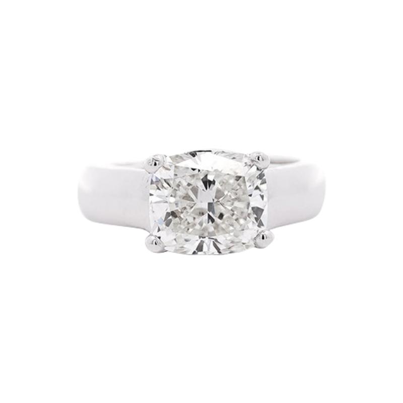 IGI Certified 3 46 Carat Lab Grown Cushion Cut Diamond East West Solitaire Ring