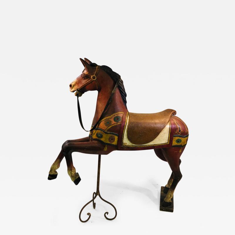 IMPORTANT CARVED TURN OF THE CENTURY CAROUSEL HORSE