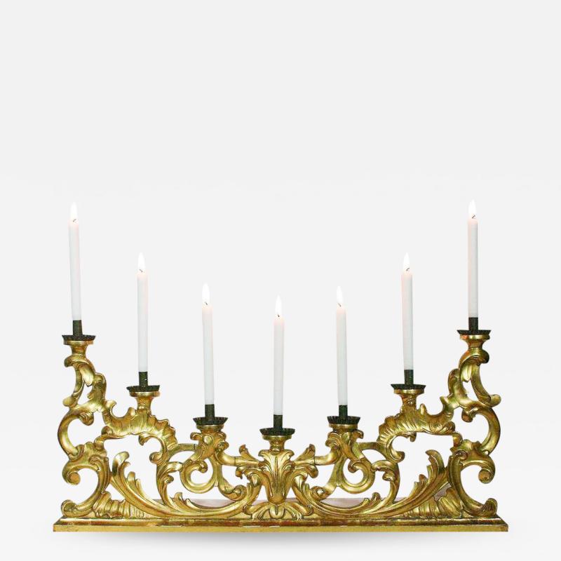 ITALIAN 18TH C LARGE BAROQUE GILT WOOD CANDELABRA CIRCA 1750