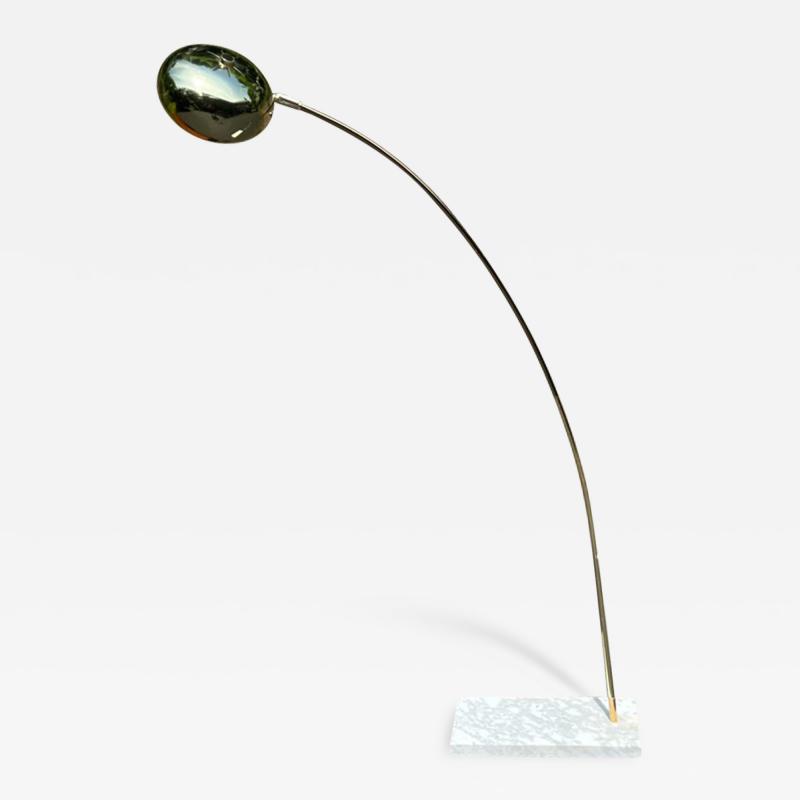 ITALIAN GOLDTONE METAL AND WHITE MARBLE ARCO FLOOR LAMP