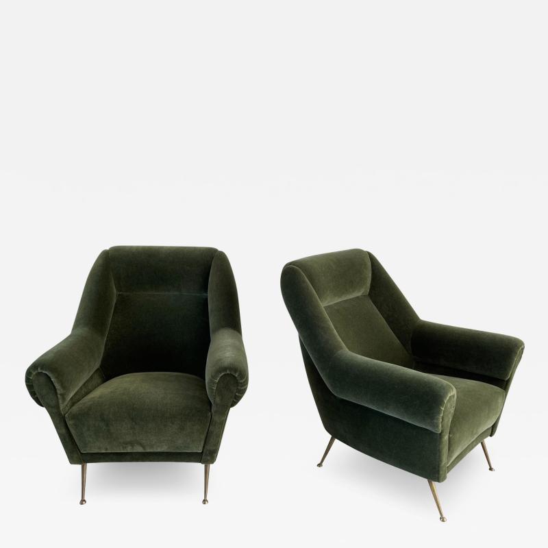 ITALIAN GREEN MOHAIR LOUNGE CHAIRS