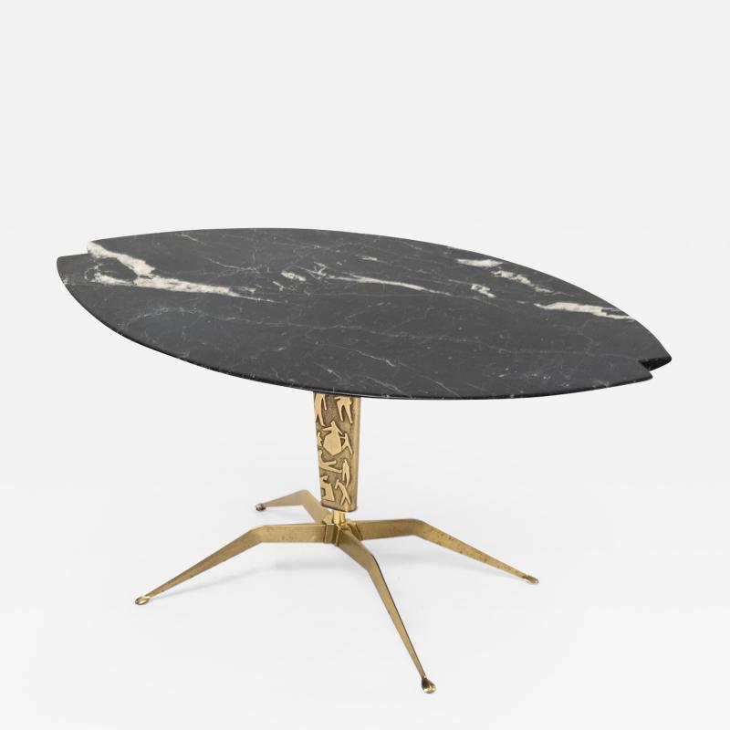 ITALIAN MID CENTURY COFFEE TABLE with notched BLACK MARBLE TOP