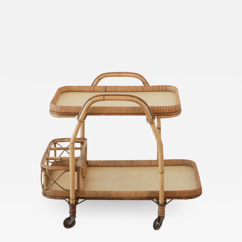 ITALIAN RATTAN BAR CART