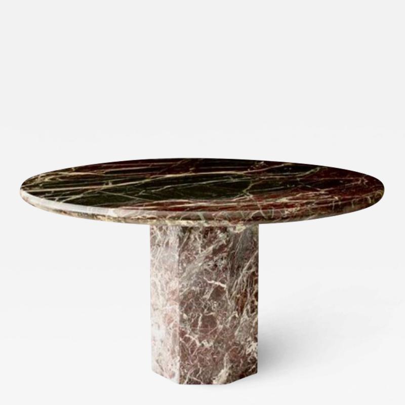 ITALIAN ROUND DINING OR CENTER TABLE IN ROSSO LEVANTO MARBLE