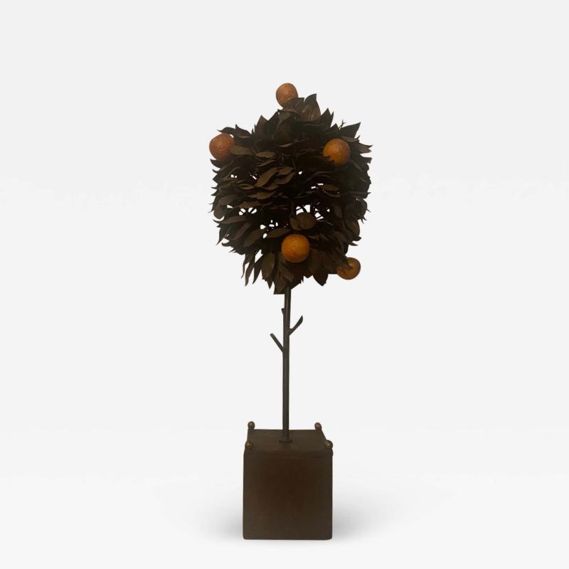 ITALIAN TOLE ORANGE TREE SCULPTURE