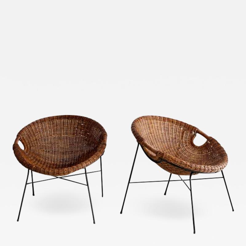 ITALIAN WICKER BUCKET CHAIRS