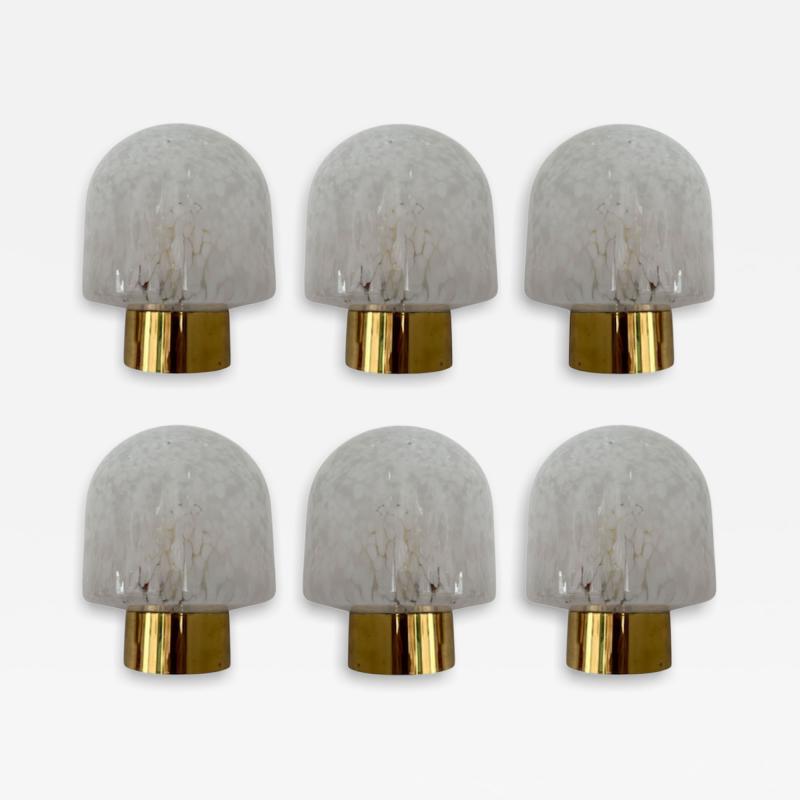 ITRE Brass Sconce White Speckled Murano Glass by ITRE Italy 1970s