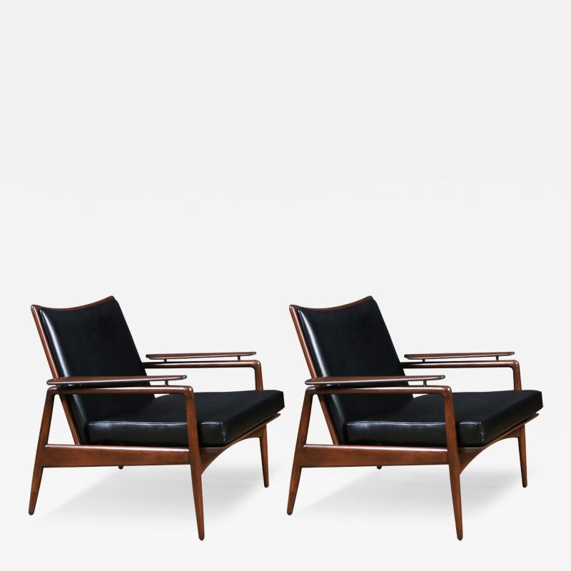 Ib Kofod Larsen Ib Kofod Larsen Leather Lounge Chairs for Selig