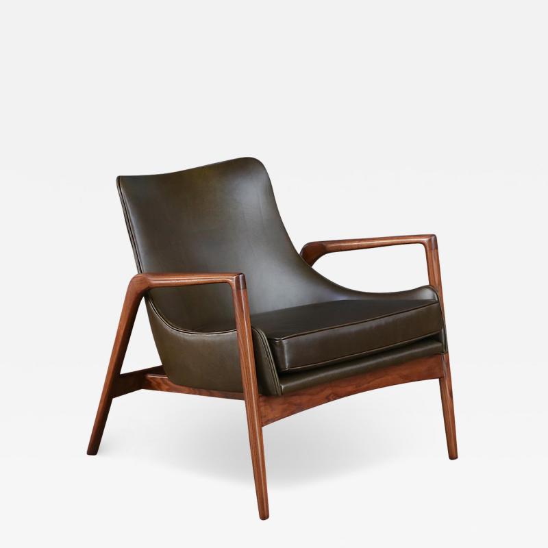 Ib Kofod Larsen Ib Kofod Larsen Leather Sculpted Lounge Chair for Selig