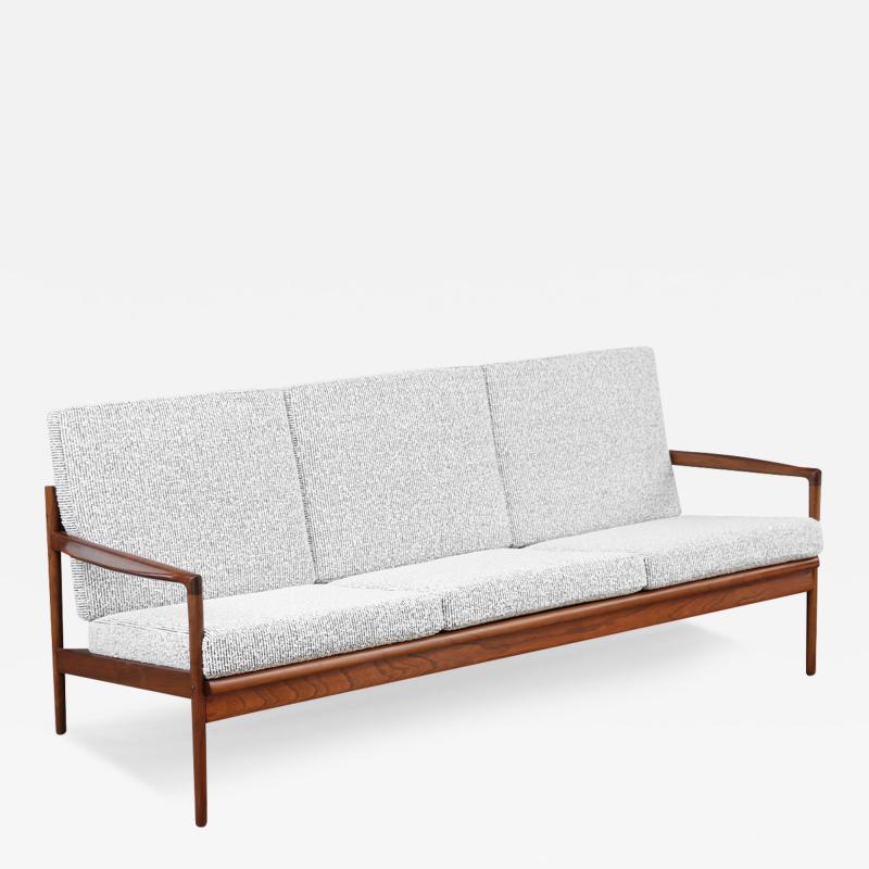 Ib Kofod Larsen Ib Kofod Larsen Sculpted Exoskeleton Walnut Sofa for Selig