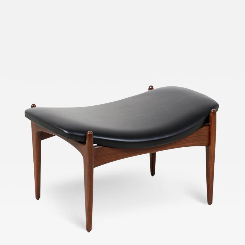 Ib Kofod Larsen Ib Kofod Larsen Sculpted Leather Stool for Selig