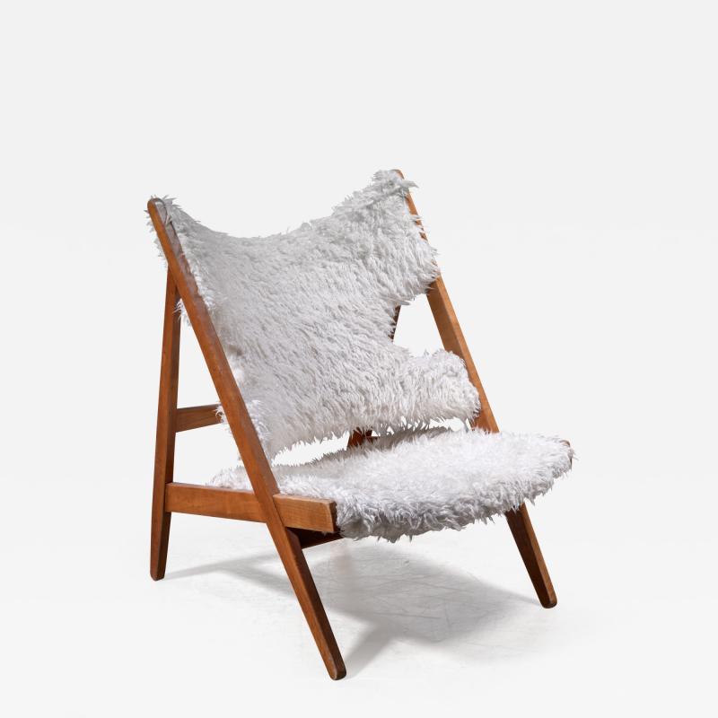 Ib Kofod Larsen Ib Kofod Larsen first edition Sheepskin Knitting Chair Denmark 1951