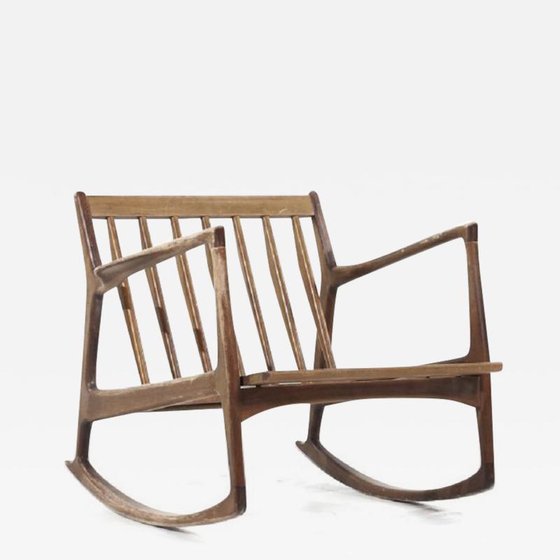 Ib Kofod Larsen Kofod Larsen for Selig Mid Century Danish Walnut Rocking Lounge Chair