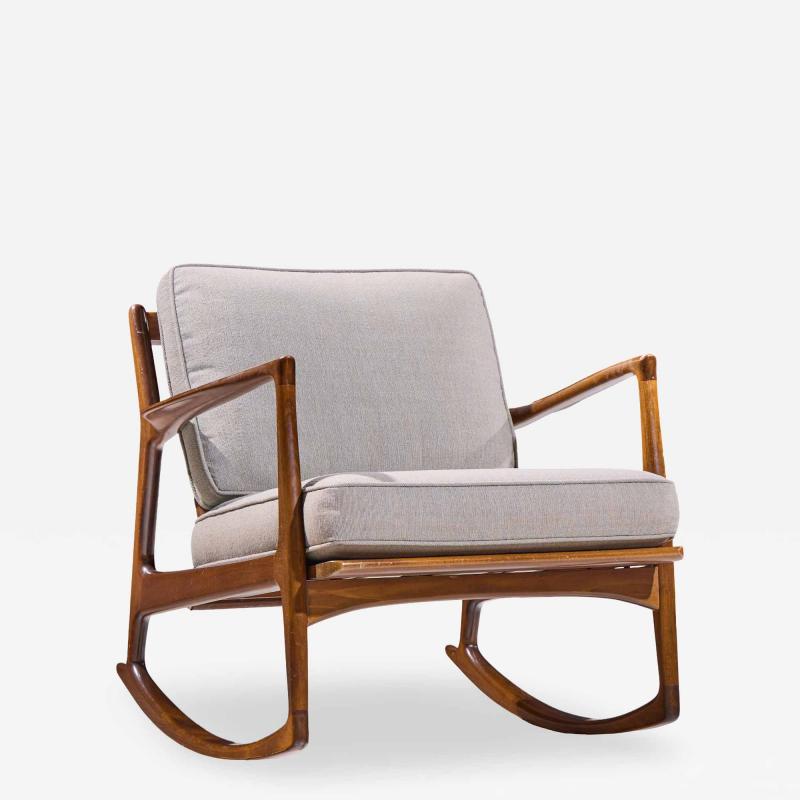 Ib Kofod Larsen Kofod Larsen for Selig Mid Century Danish Walnut Rocking Lounge Chair