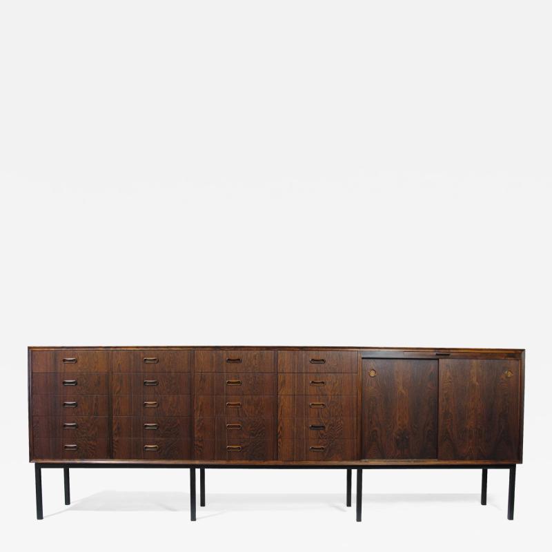 Ib Kofod Larsen Large Brazilian Rosewood Sideboard with Twenty Drawers