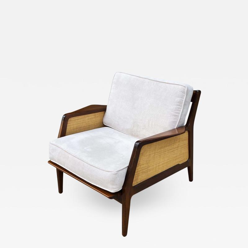 Ib Kofod Larsen Mid Century Danish Modern Lounge Chair by IB Kofod Larsen in Walnut Rafia