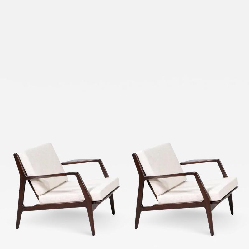 Ib Kofod Larsen Mid Century Sculpted Lounge Chairs by Ib Kofod Larsen for Selig