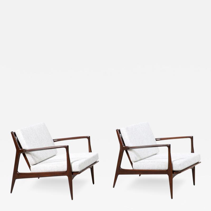 Ib Kofod Larsen Pair of Danish Modern Sculpted Lounge Chairs by Ib Kofod Larsen