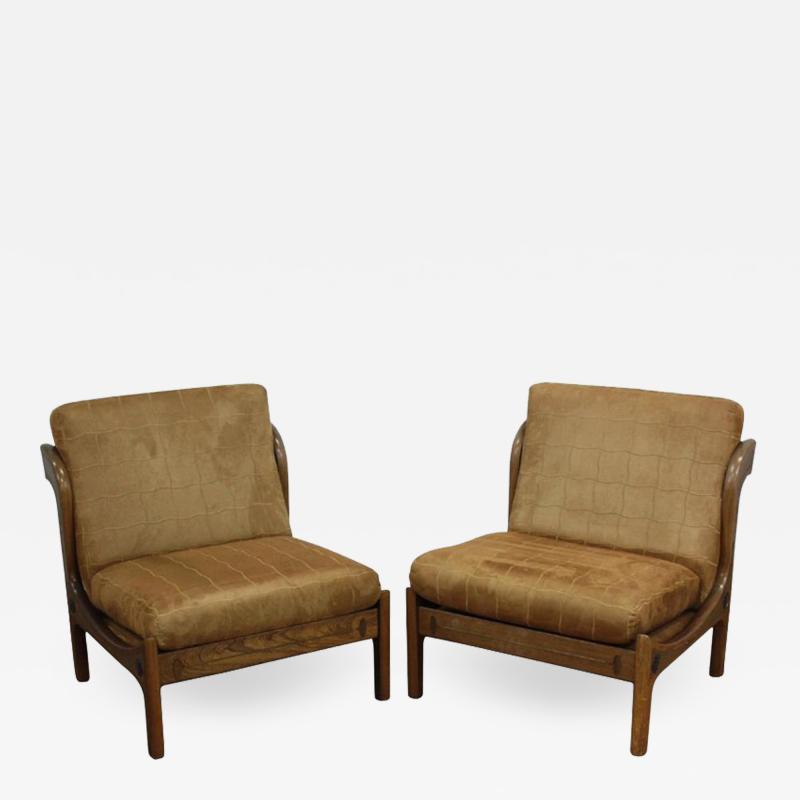 Ib Kofod Larsen Pair of Ib Kofod Larsen Wenge Lounge Chairs for the Megiddo Collection