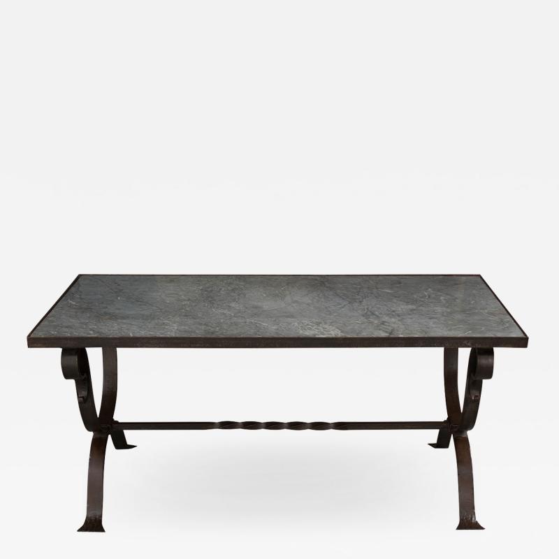 Iberian Vintage Marble and Iron Cocktail Table