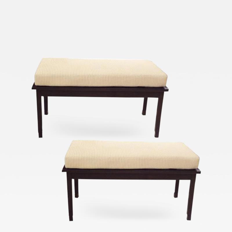 Ico Parisi A Pair of Two Seat Mid Century Benches in the style of Ico Parisi