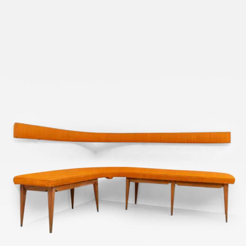 Ico Parisi Corner Sofa Blond Wood and Fabric Italy 1950s