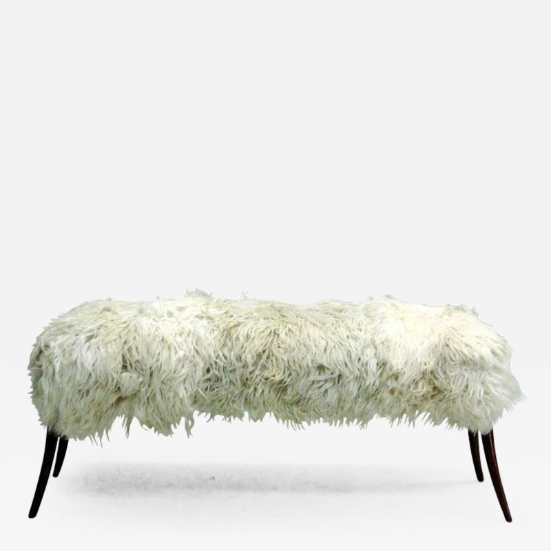 Ico Parisi Hand Carved Italian Goat Skin Bench in the Manner of Ico Parisi