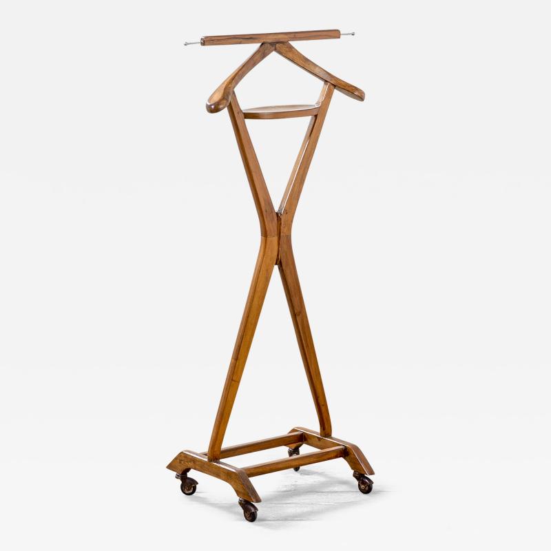 Ico Parisi Ico Parisi Single Coat Rack in wood with metal casters brown 50s