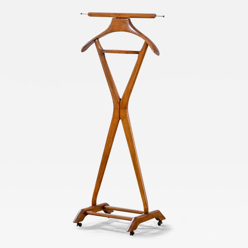 Ico Parisi Ico Parisi Single Coat Rack in wood with metal casters light 50s