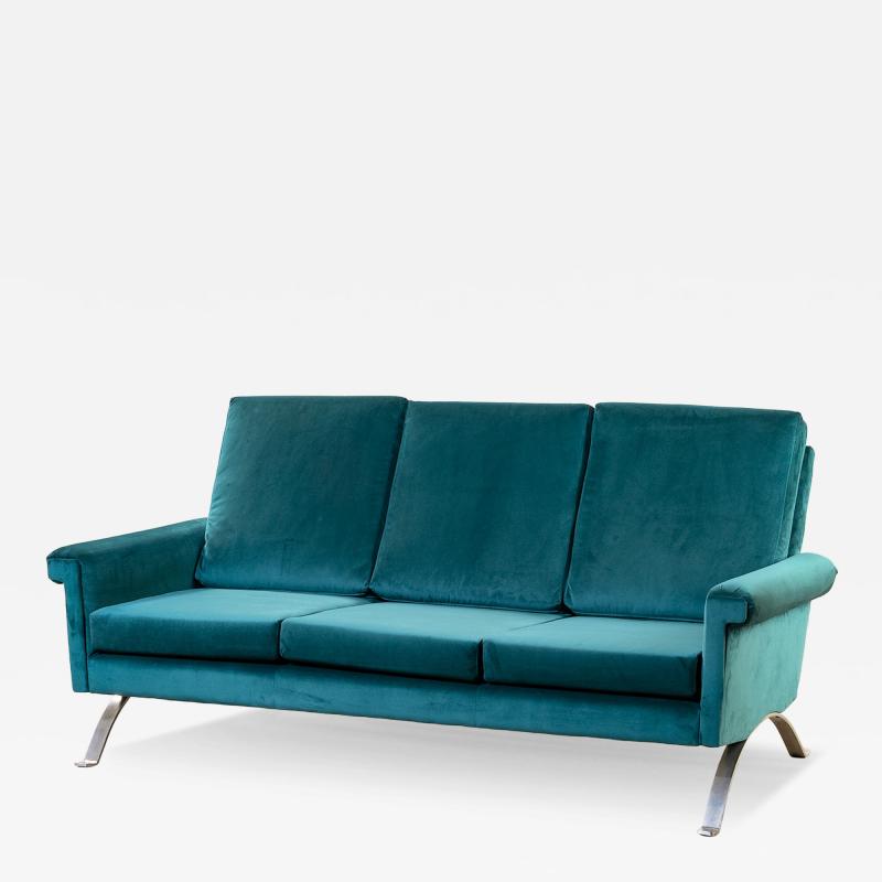 Ico Parisi Ico Parisi for Cassina Blue Velvet Sofa mod 875