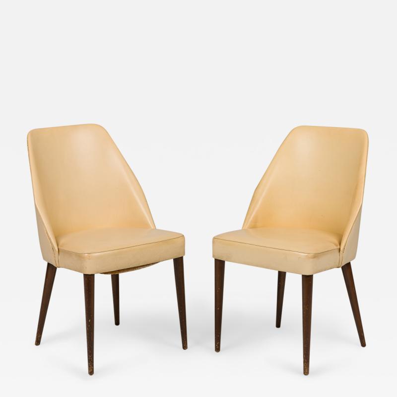 Ico Parisi Ico Parisi for Singer and Sons Mid Century Beige Leather Side Game Chairs