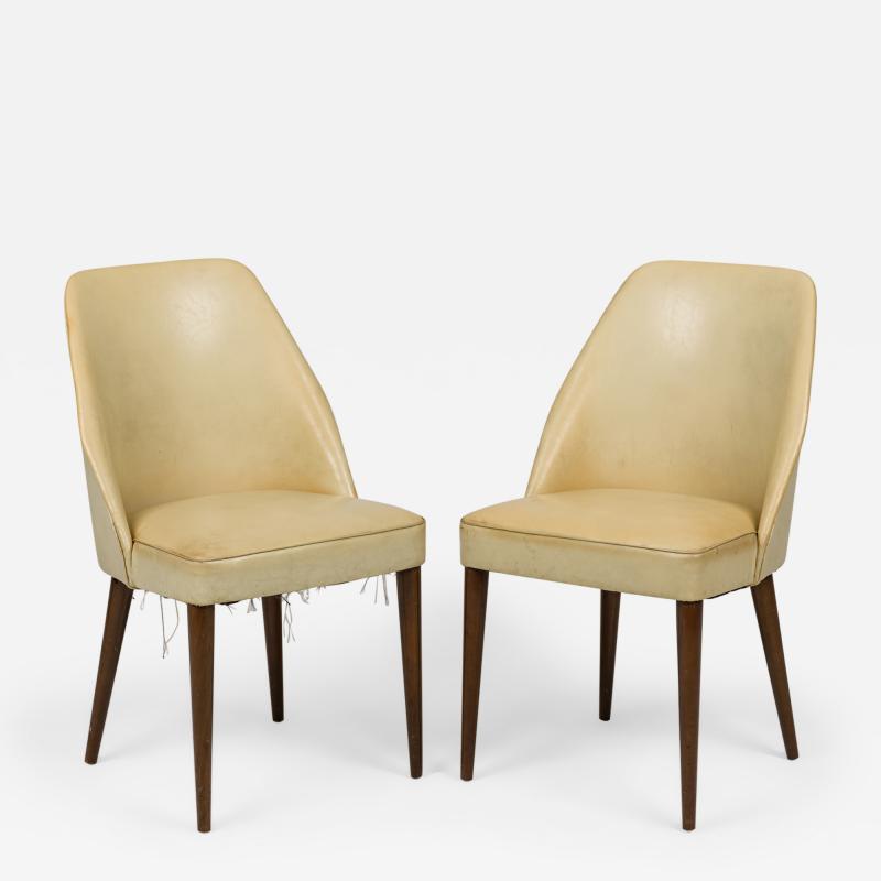 Ico Parisi Ico Parisi for Singer and Sons Mid Century Beige Leather Side Game Chairs