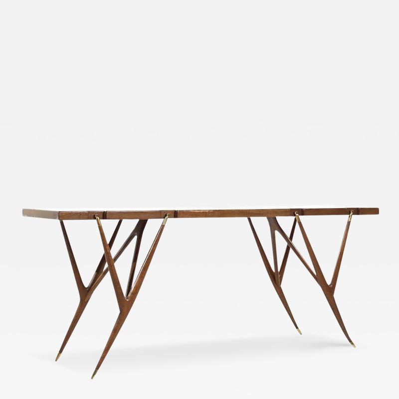 Ico Parisi Ico Parisi for Singer and Sons Mid Century Walnut and Brass Console Table
