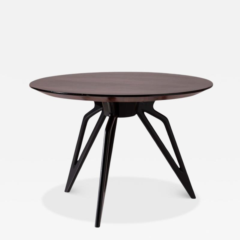 Ico Parisi Italian 1950s Round Dining Table with Sculptural Ebonised Star Base