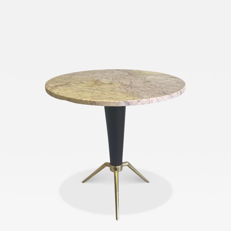 Ico Parisi Italian Mid Century Round Coffee Side Table in Brass Marble Attr Ico Parisi