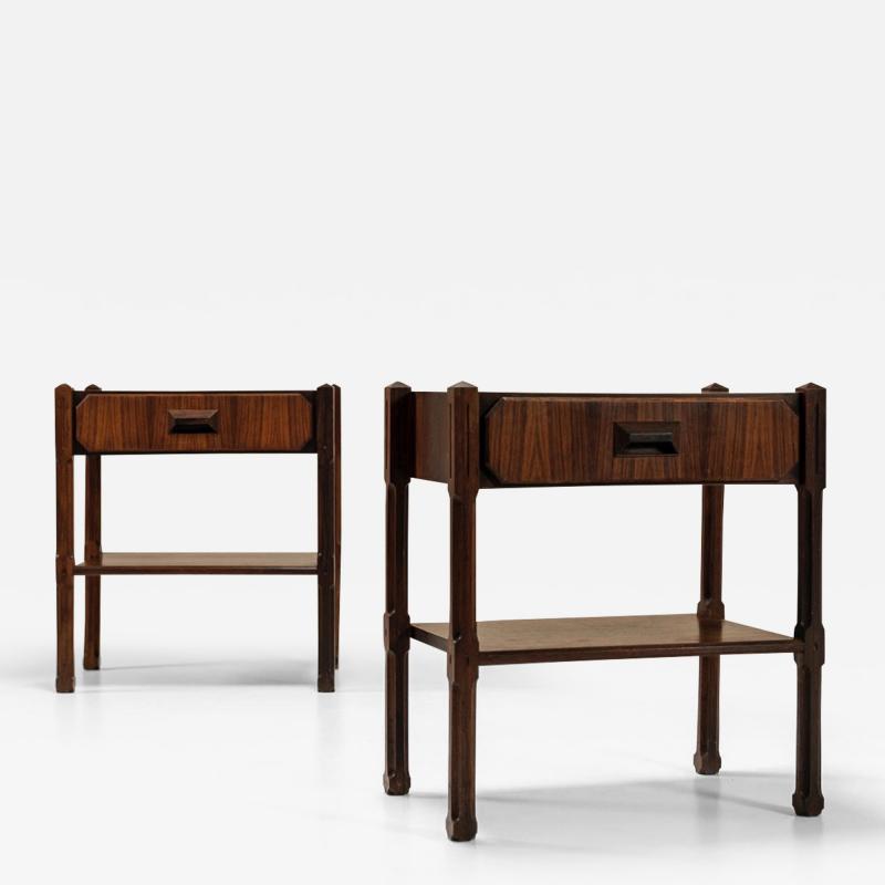 Ico Parisi Italian Nightstands in Rosewood in The Manner of Ico Parisi Italy 1950s