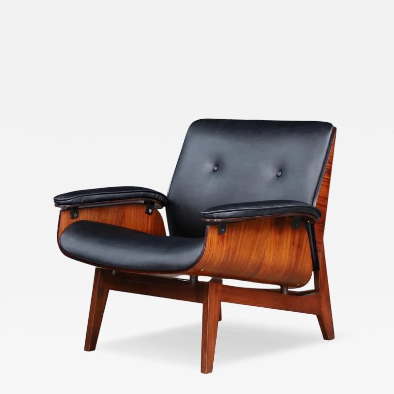 Ico Parisi Late 1950s Ico Parisi sculptural rosewood leather lounge chair MIM Roma