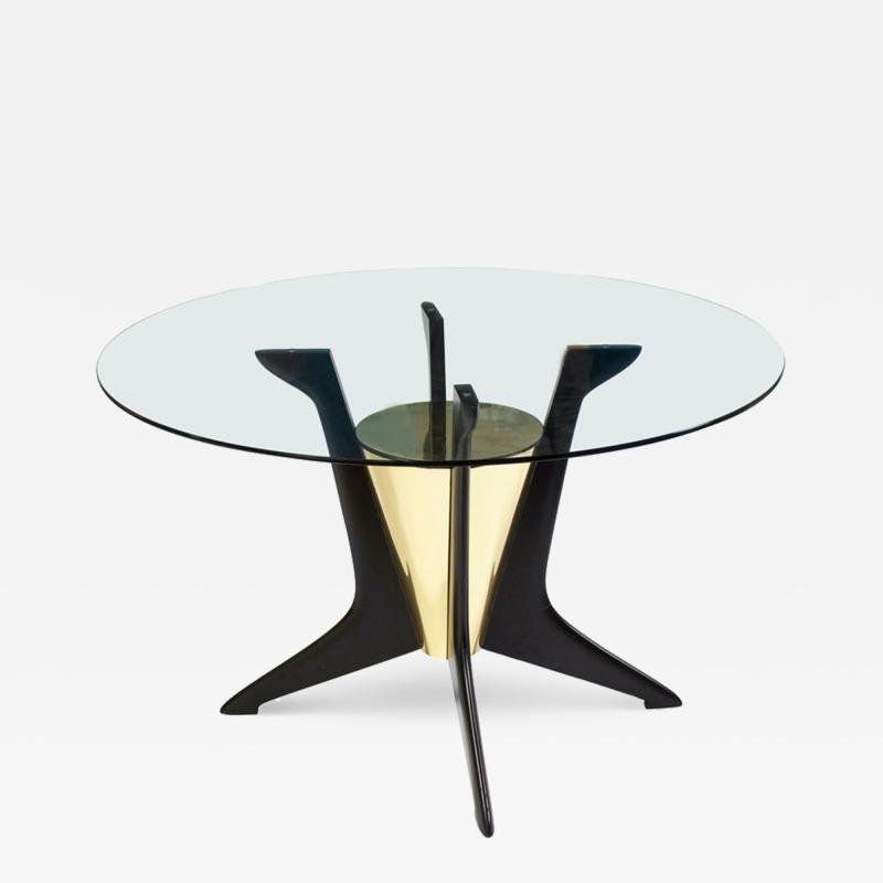 Ico Parisi Modern Mid Century Round Glass Dining or Center Table Attr to Ico Parisi