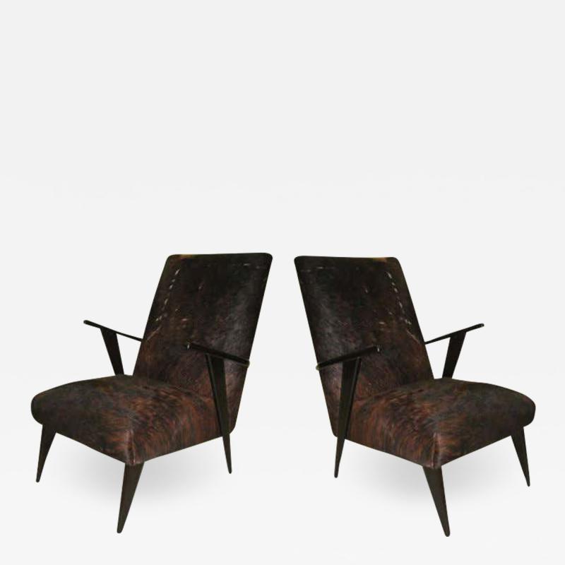 Ico Parisi Pair of Italian Mid Century Modern Lounge Chairs Attributed to Ico Parisi