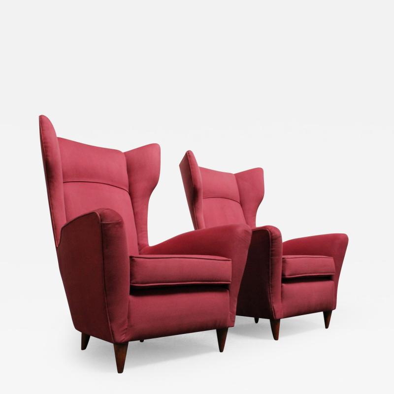 Ico Parisi Pair of Italian Modernist Wingback Lounge Chairs by Ico Parisi